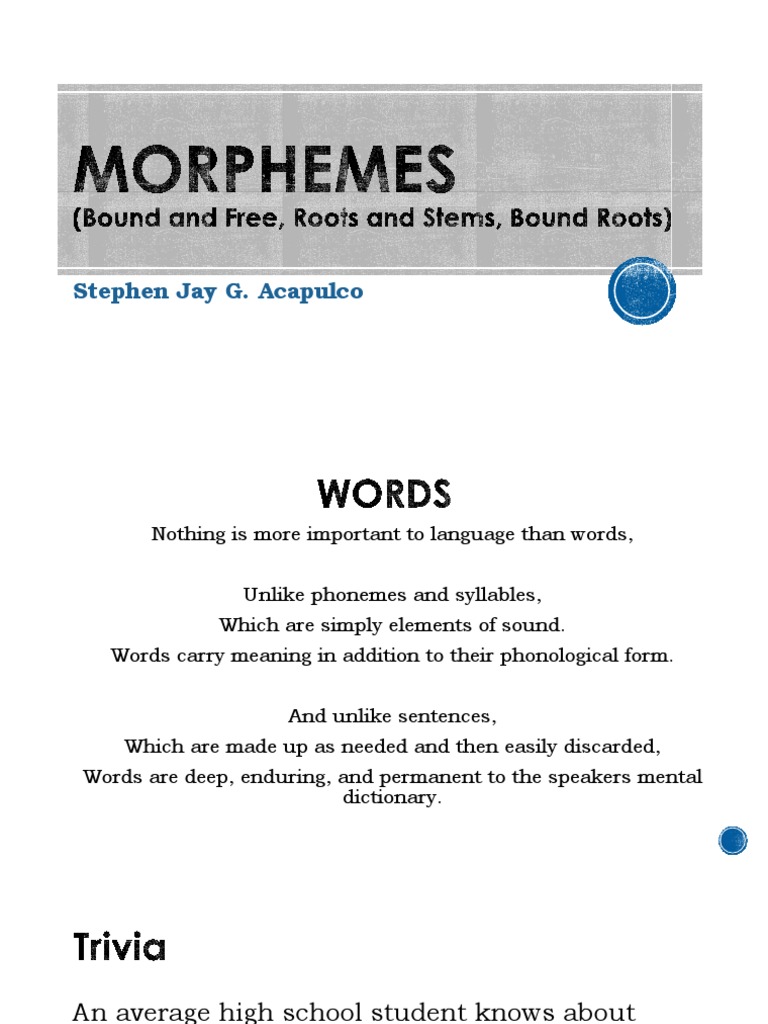 Bound and Free Morphemes, PDF, Word